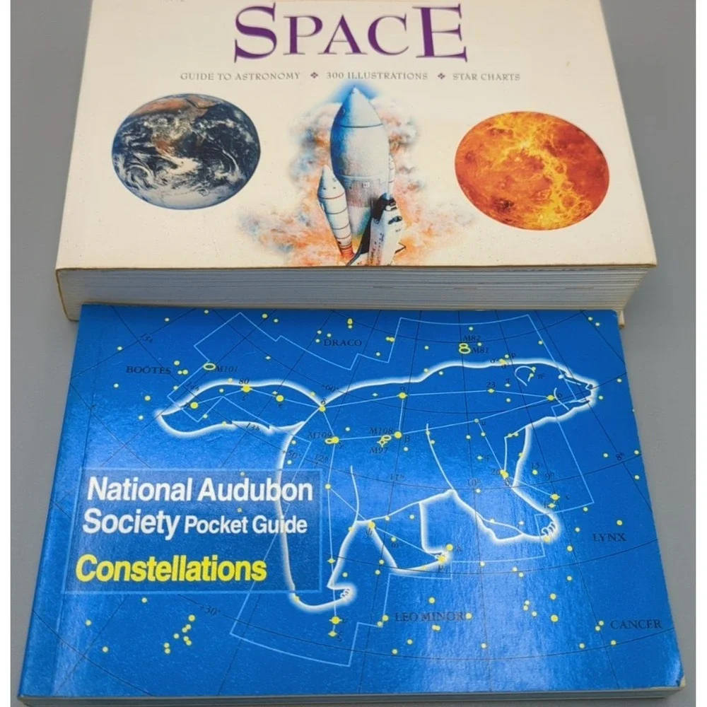 2 Pocket Books Little Guide to Space & Audubon Society Guide to Constellations